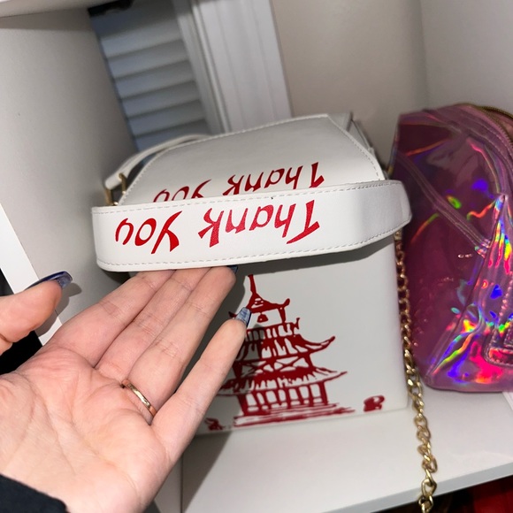 Ondeam Tower Print Crossbody Shoulder Bag,Pu Chinese Takeout Box Totes Purse - Picture 3 of 5